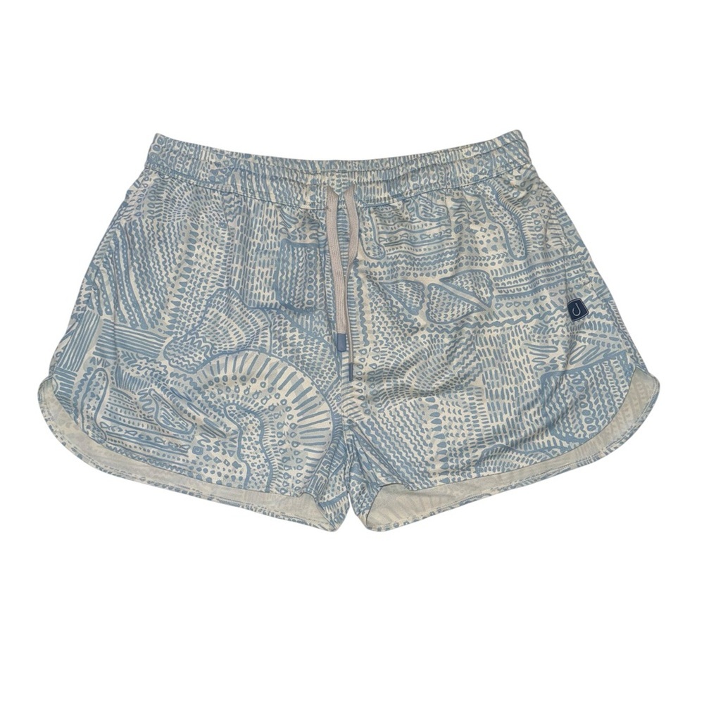 AVID Blue Coastal Print Performance Shorts XL Elastic Waist Athleisure Fishing